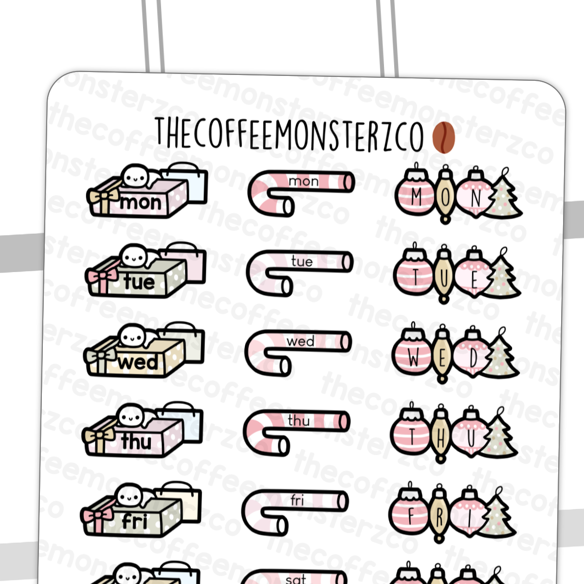Mini Christmas Days of the Week Doodles
