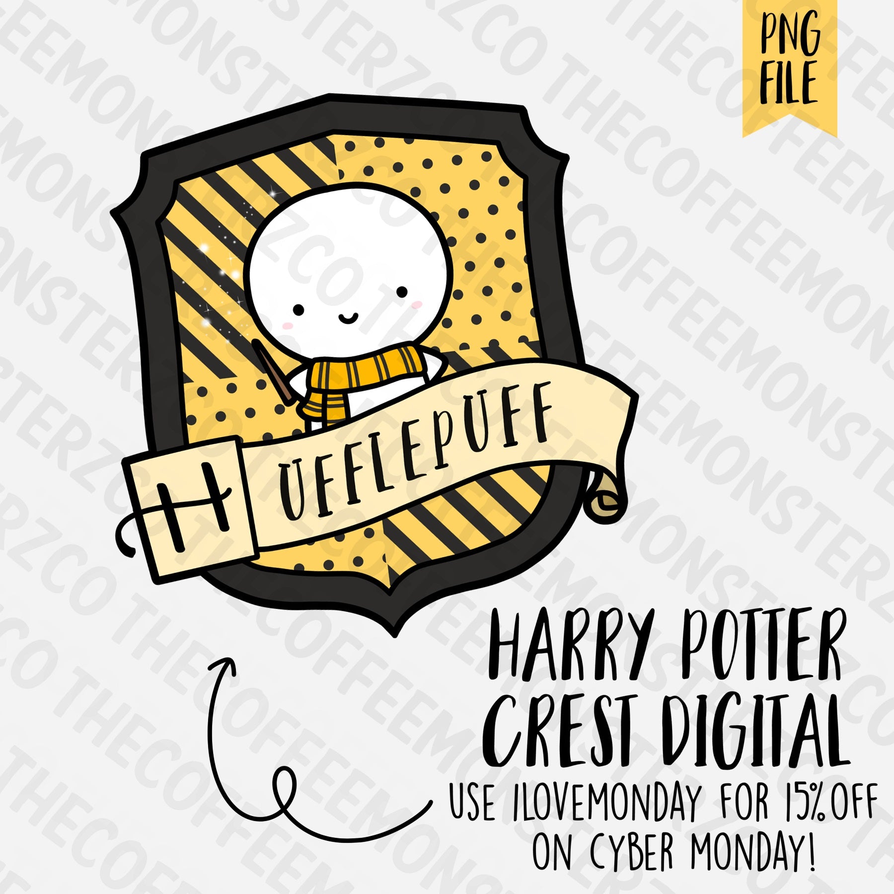 Hufflepuff Crest Emoti Digital Clipart Download PNG, TheCoffeeMonsterzCo