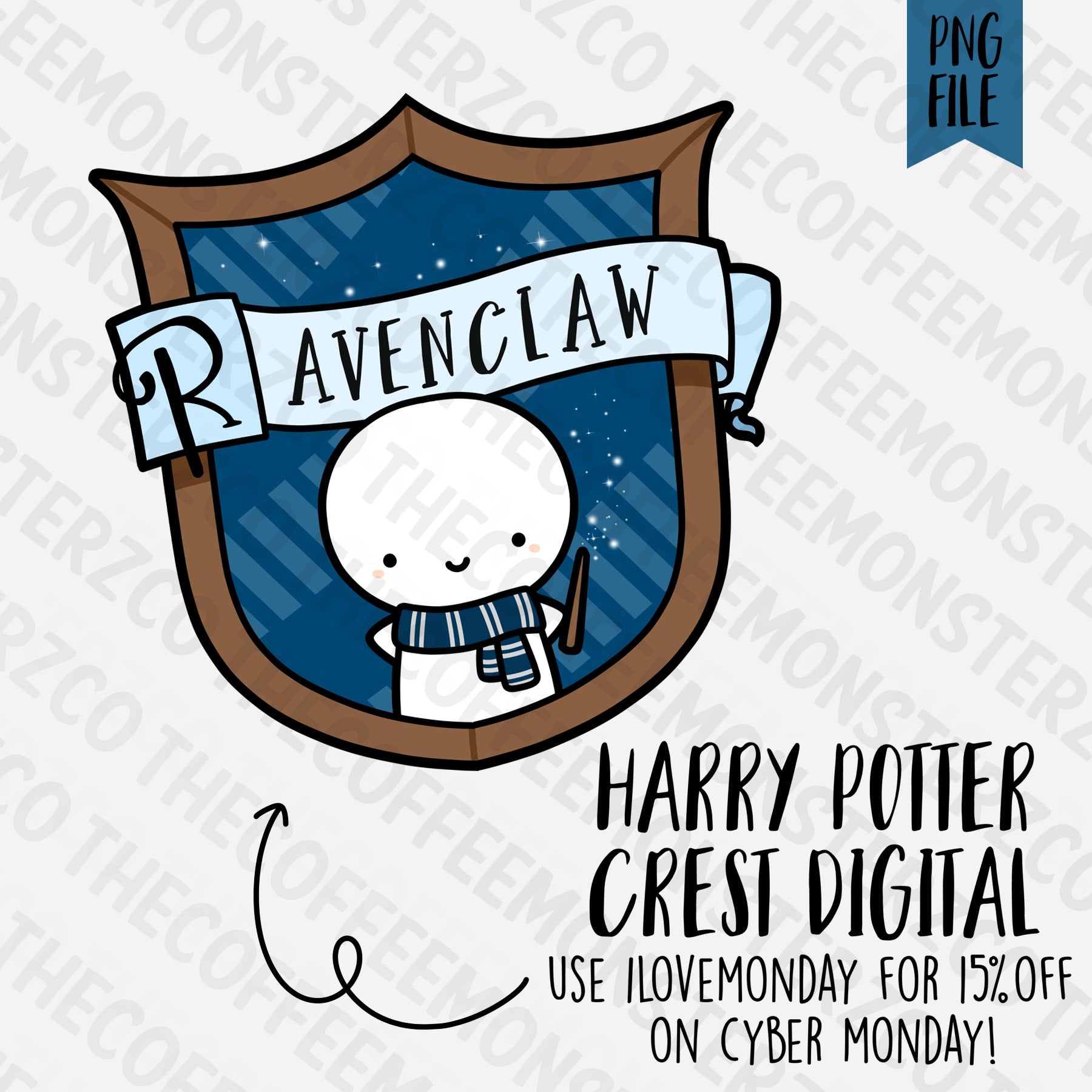 Ravenclaw Crest Emoti Digital Clipart Download PNG, TheCoffeeMonsterzCo