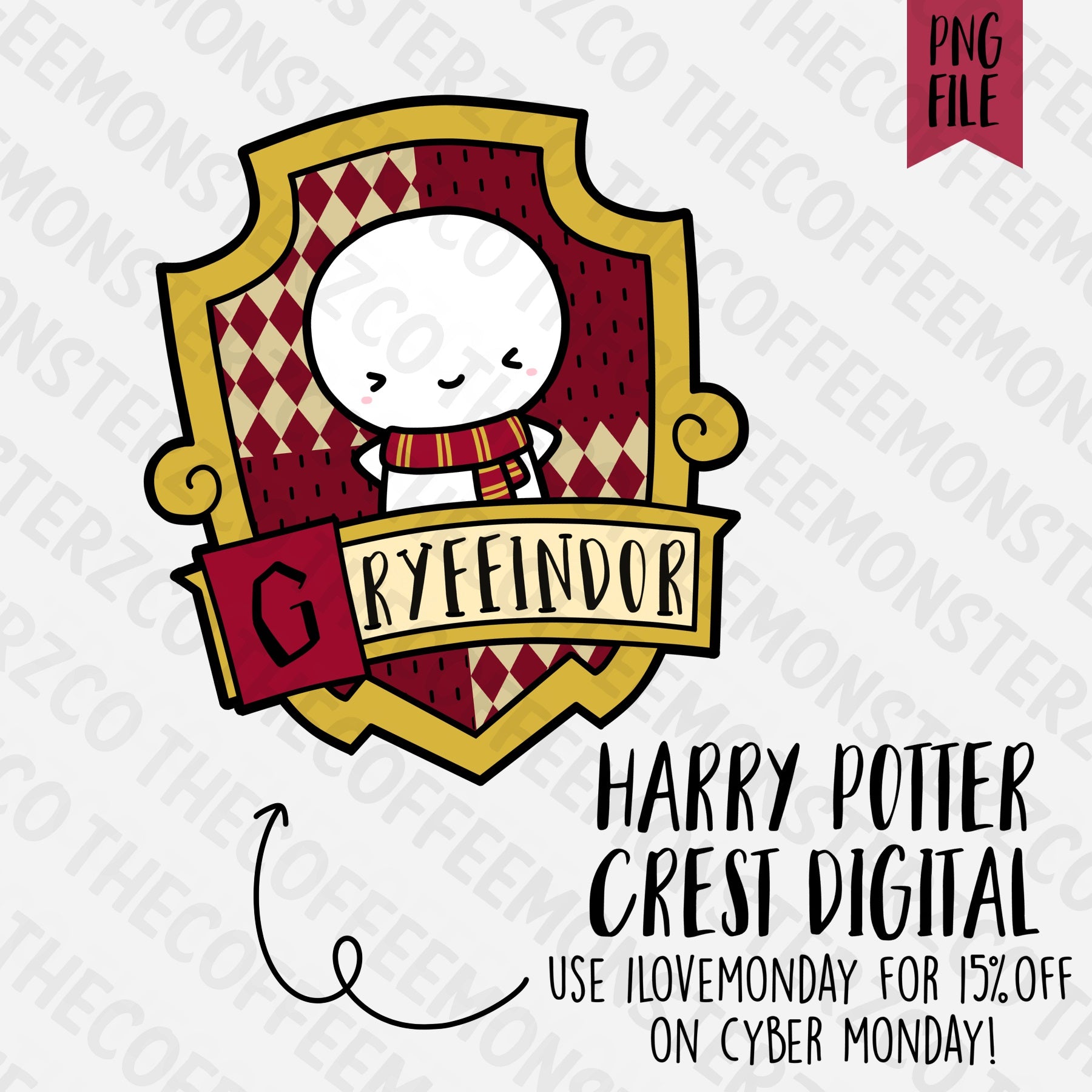 Gryffindor Crest Emoti Digital Clipart Download PNG, TheCoffeeMonsterzCo