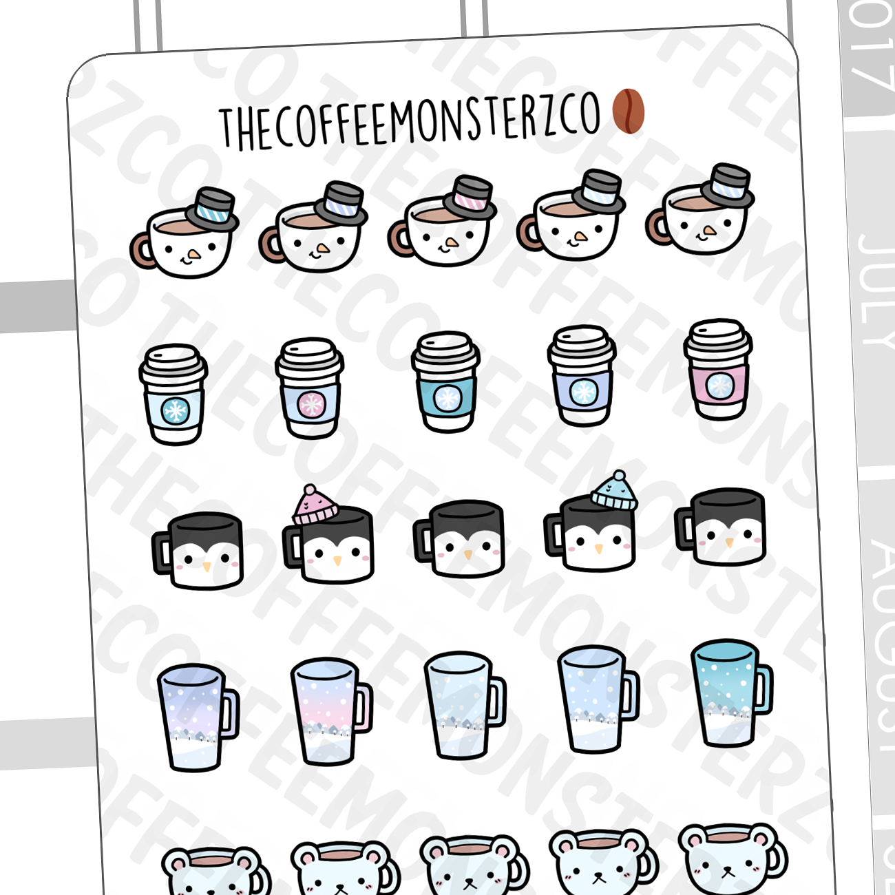 Winter Mug Doodles - TheCoffeeMonsterzCo