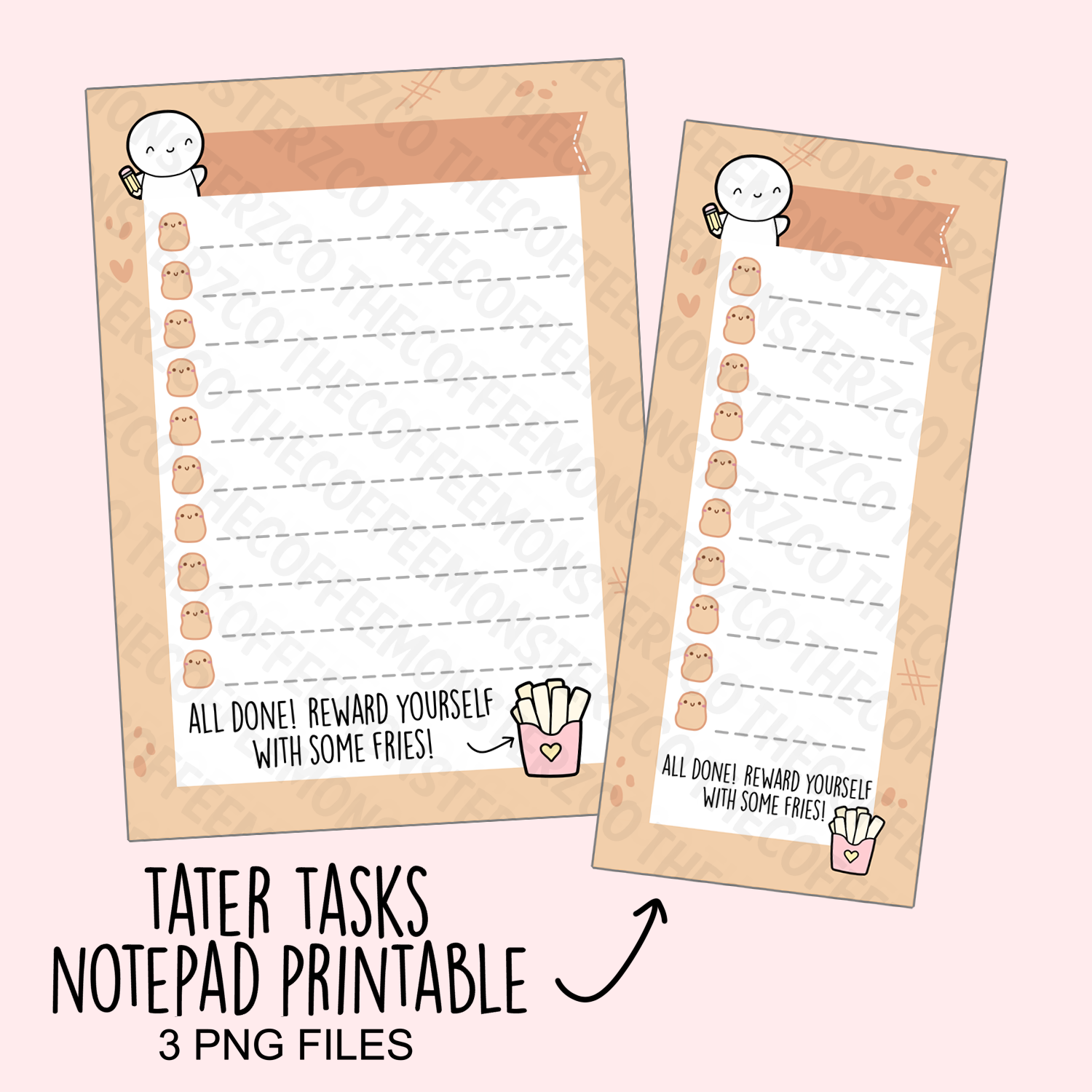 Tater Tasks Notepad (Digital File) - TheCoffeeMonsterzCo