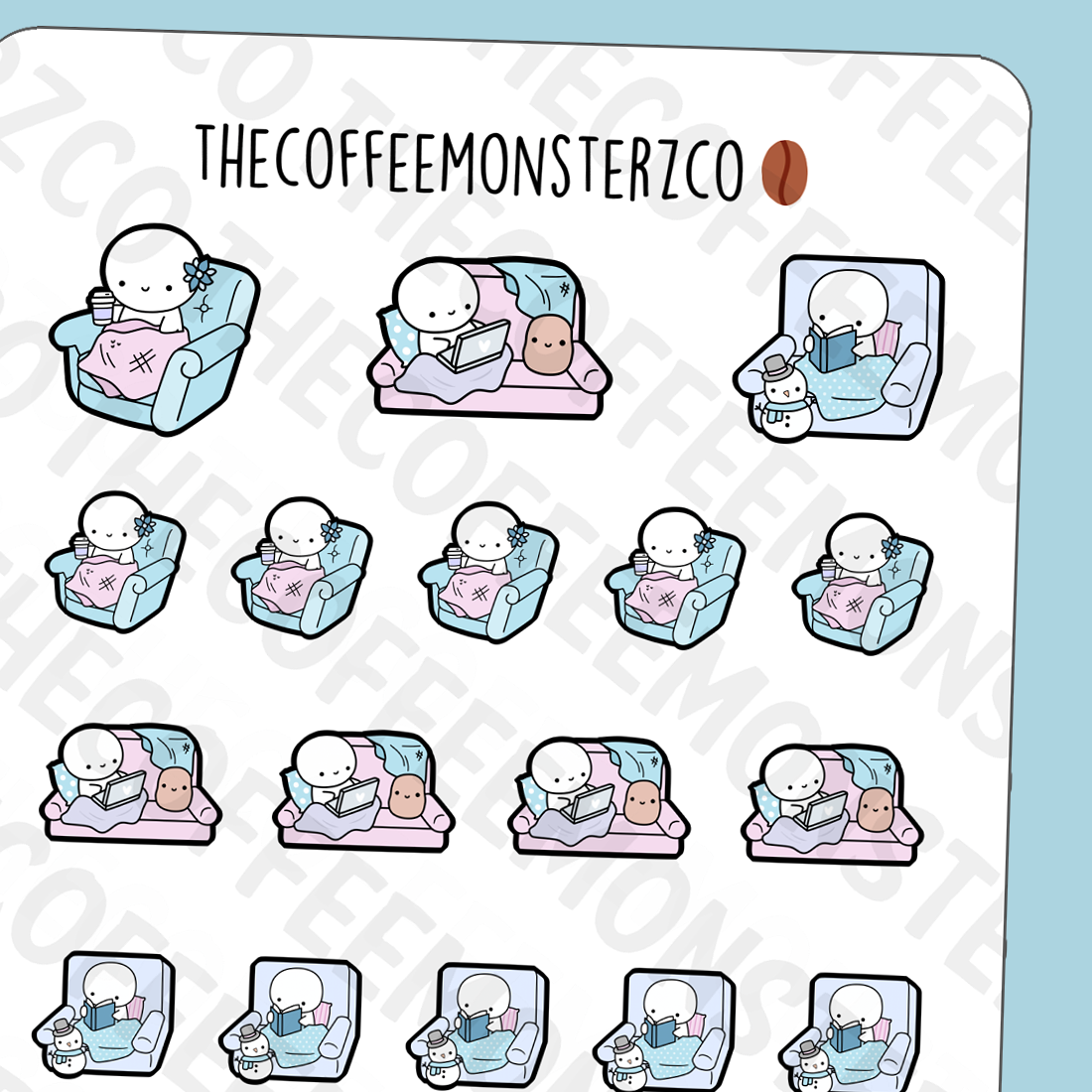 Winter Couch Potato Emotis - TheCoffeeMonsterzCo