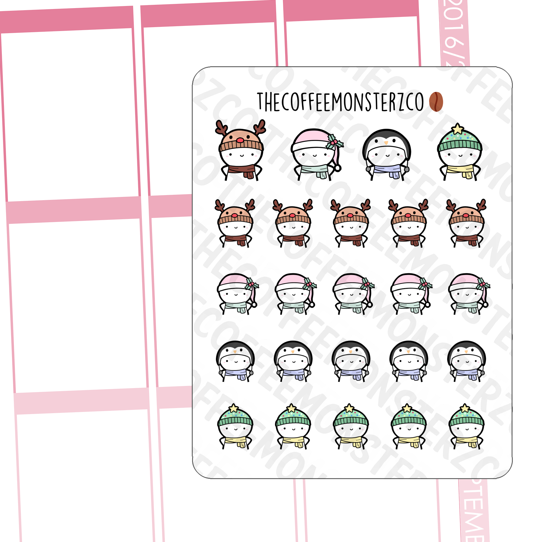 Holiday Beanie & Scarf Emotis (FINAL STOCK) - TheCoffeeMonsterzCo