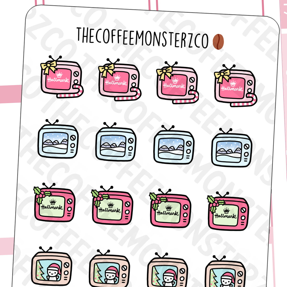 Christmas TV Doodles (FINAL STOCK) - TheCoffeeMonsterzCo