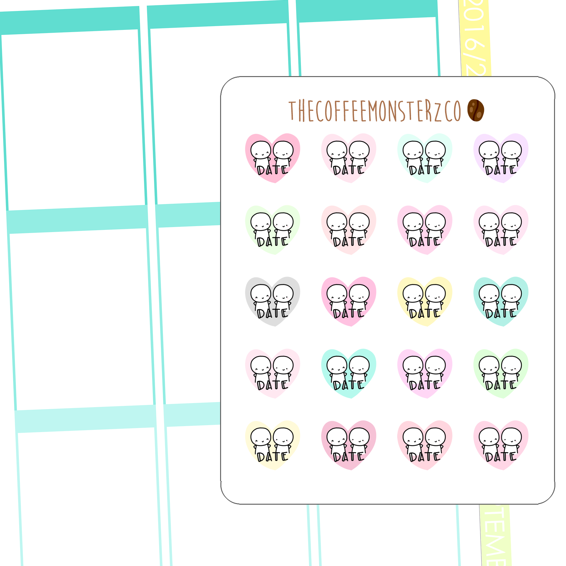 date night emotis, TheCoffeeMonsterzCo
