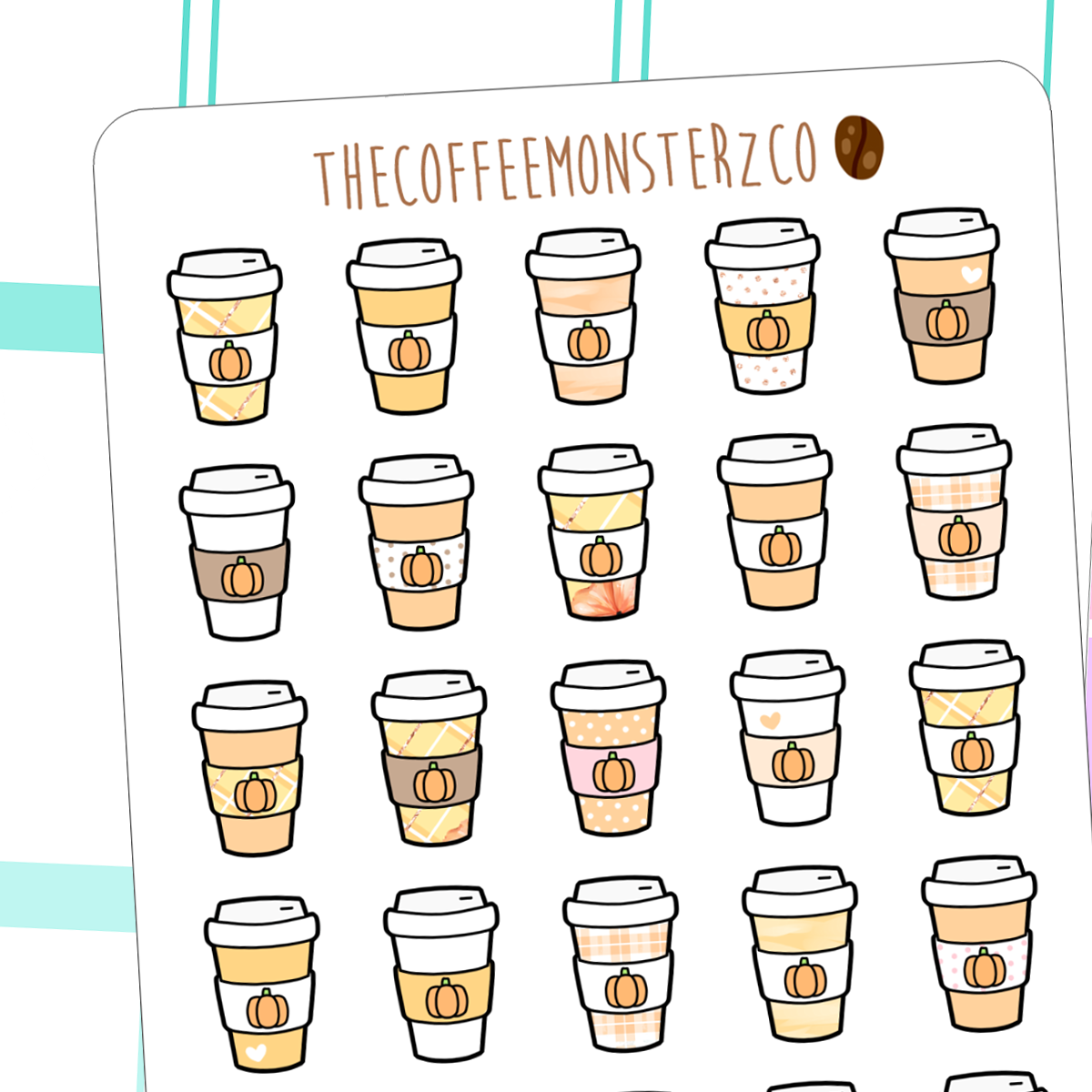 pumpkin spice latte doodles(FINAL STOCK), TheCoffeeMonsterzCo