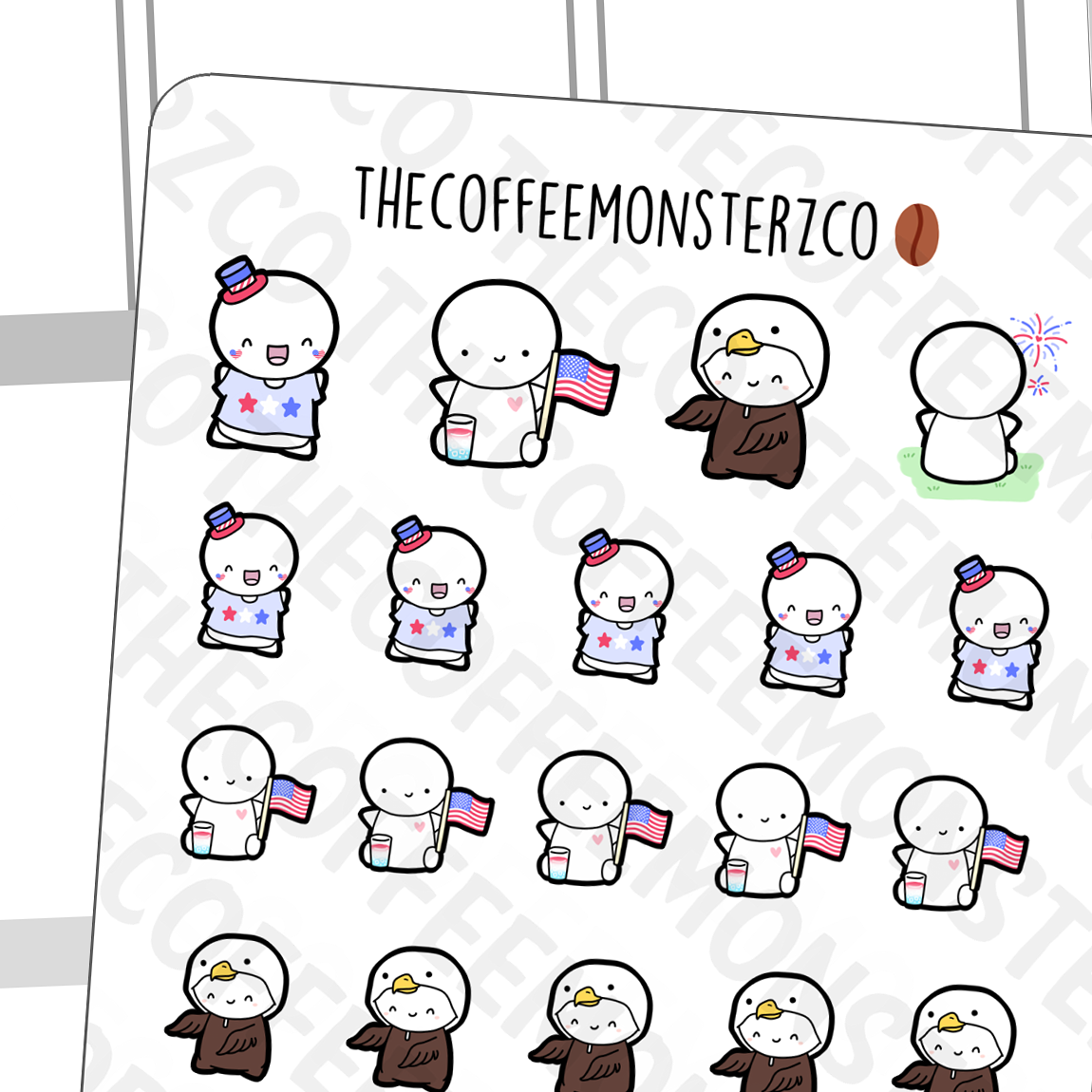 Fourth of July Emotis, TheCoffeeMonsterzCo