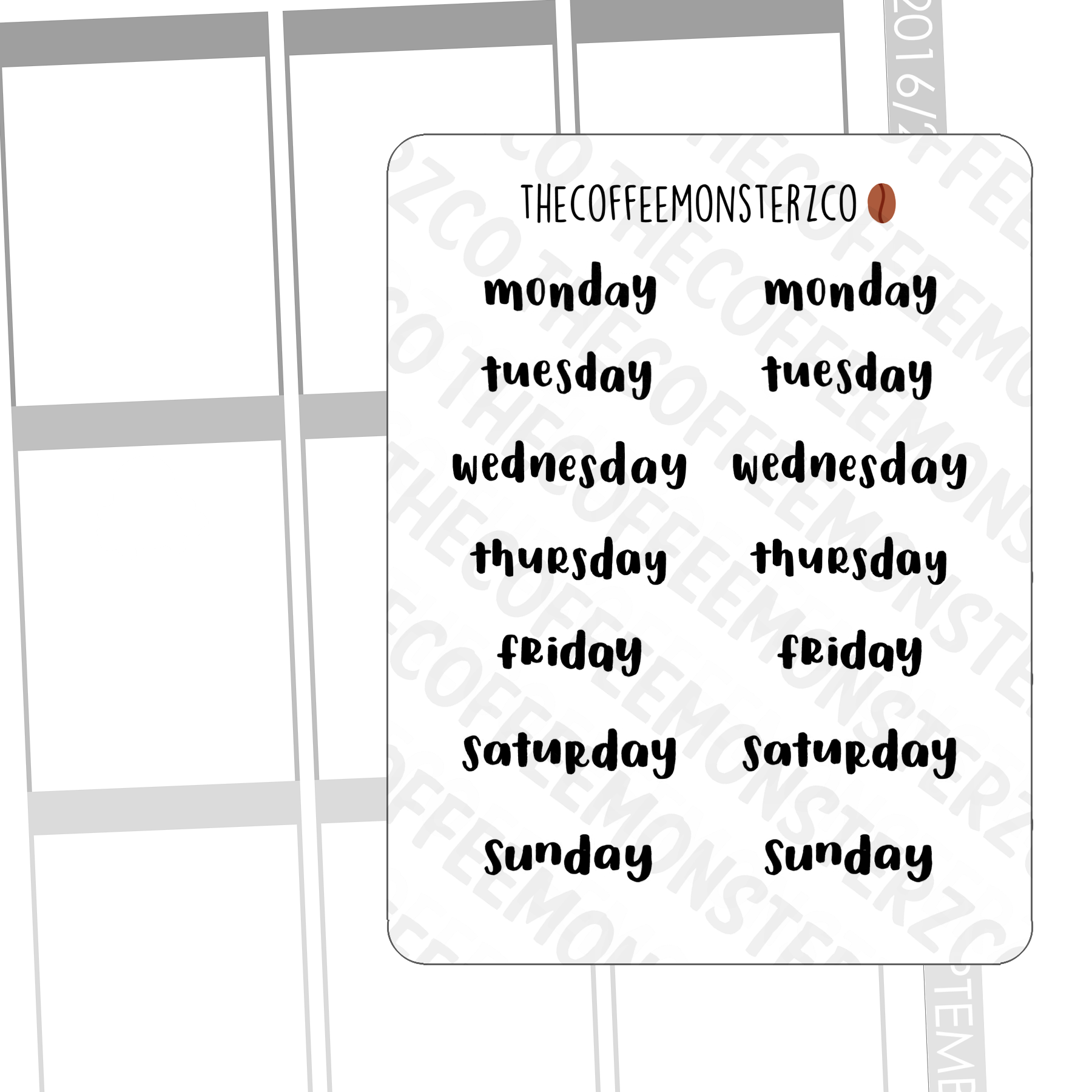 Helen&#39;s Lettering: Bold Days of the Week - TheCoffeeMonsterzCo