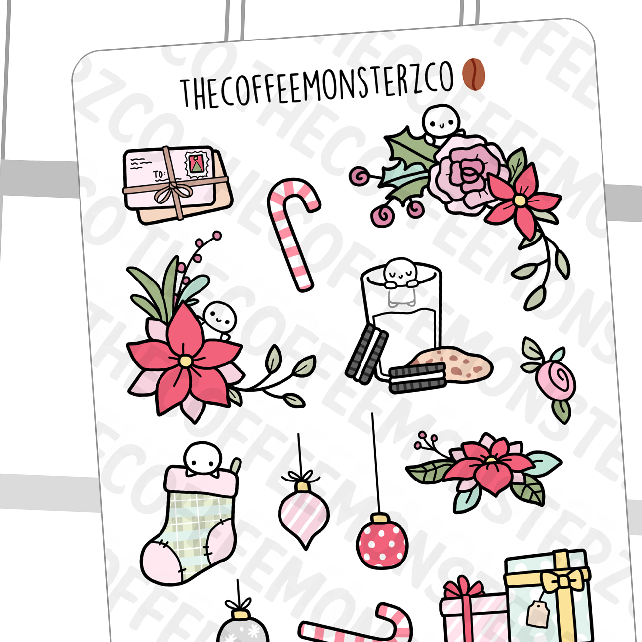 Large Christmas Doodle Stickers
