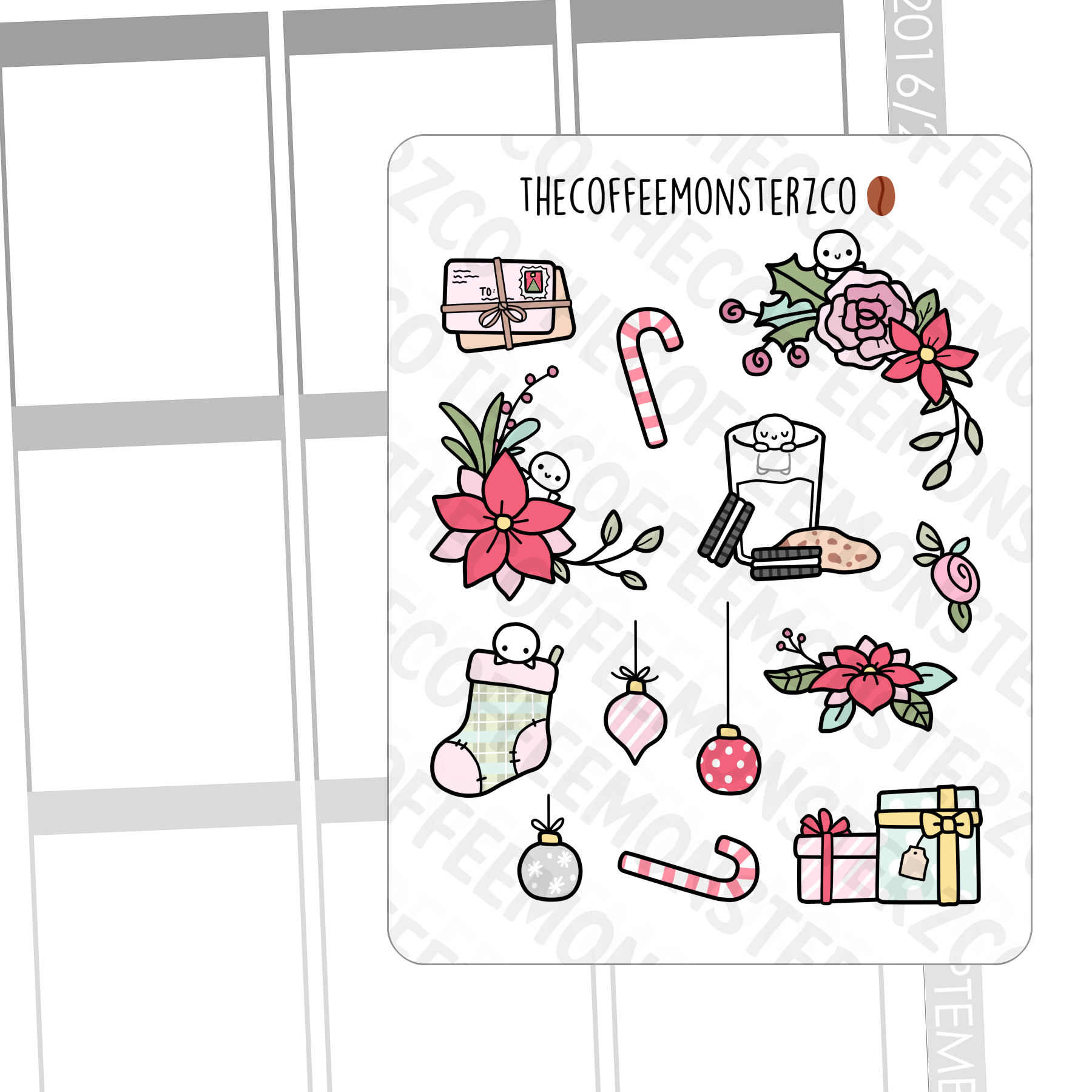 Large Christmas Doodle Stickers